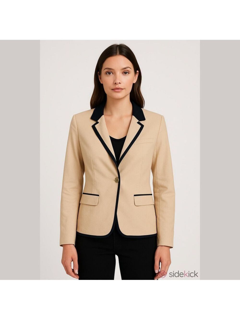 Anne Klein Cream Blazer with Black Contrast Trim NWOT - Picture 1 of 10